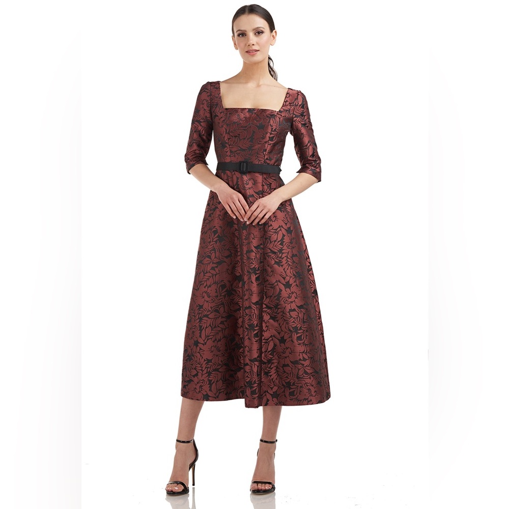 Kay Unger ELANIA TEA LENGTH DRESS Deep Berry - worn once size 12